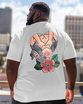 Men's Plus Size Street Fashion Get A Grip Floral Women Print Round Neck Short Sleeve T-Shirt